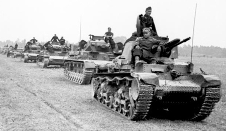 German Pzkpfw 35(t) tank leading a column of tanks